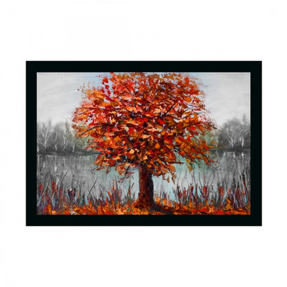 Generic Tree Painting Painting with Synthetic Photo Frame (Multicolor)