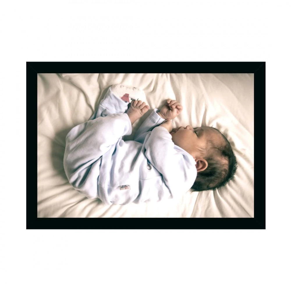 Generic Baby Photo Painting with Synthetic Photo Frame (Multicolor)