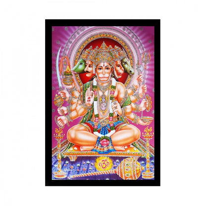 Generic Lord Hanuman Ji Painting with Synthetic Photo Frame (Multicolor)