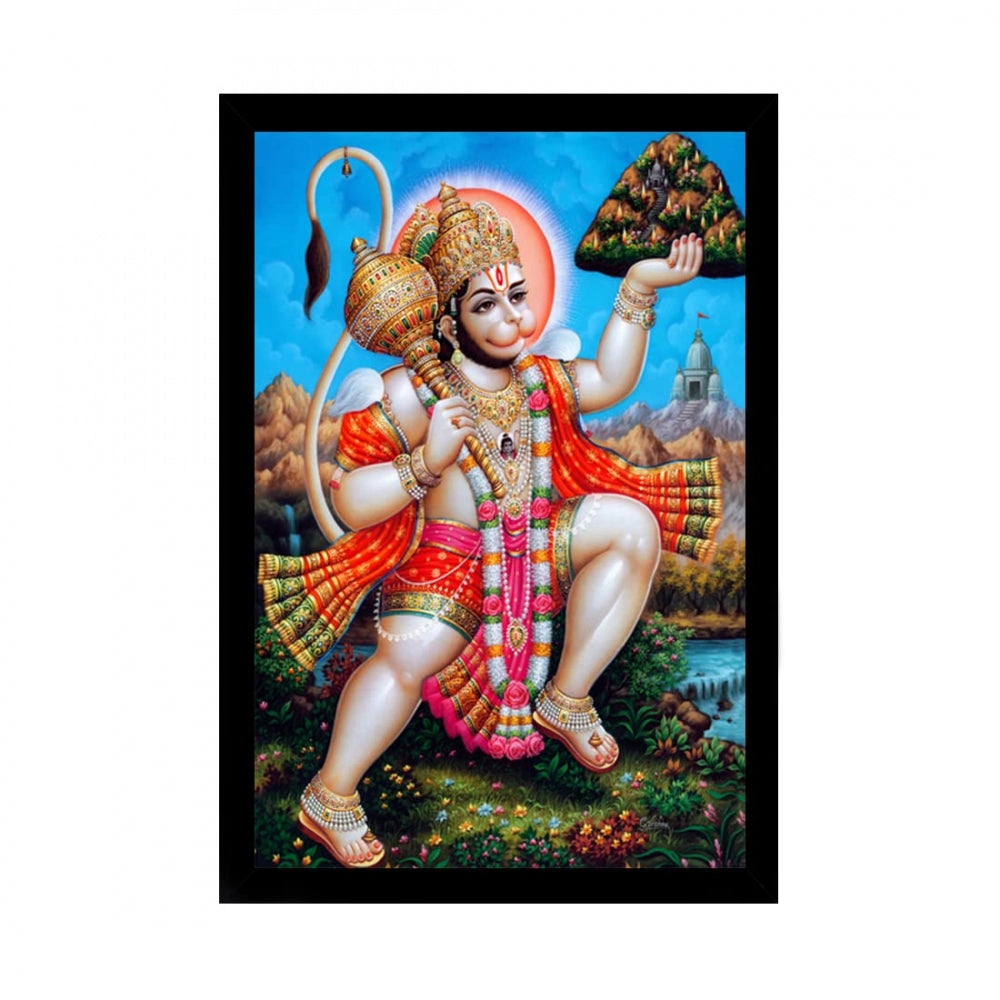 Generic Lord Hanuman Ji Painting with Synthetic Photo Frame (Multicolor)