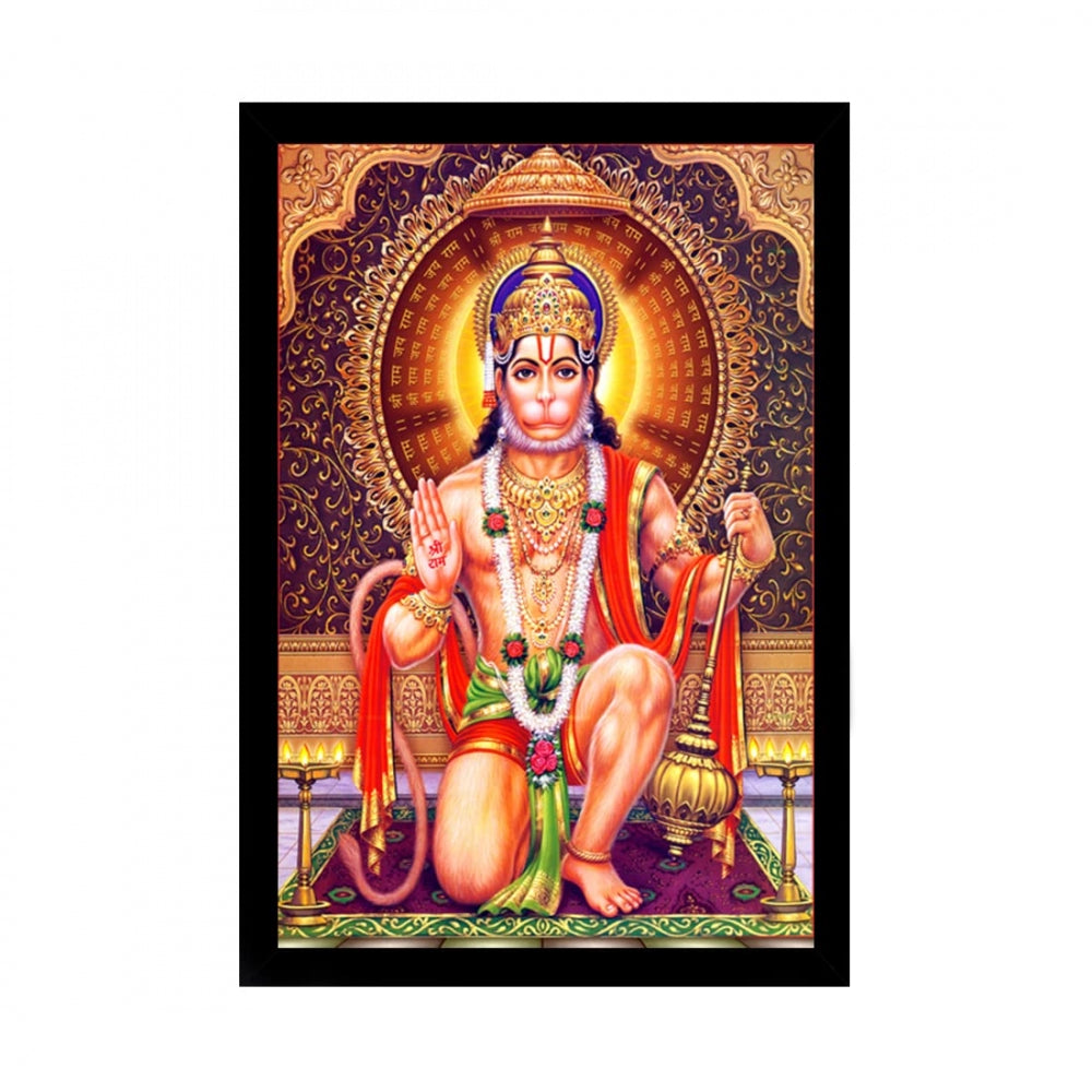 Generic Lord Hanuman Ji Painting with Synthetic Photo Frame (Multicolor)