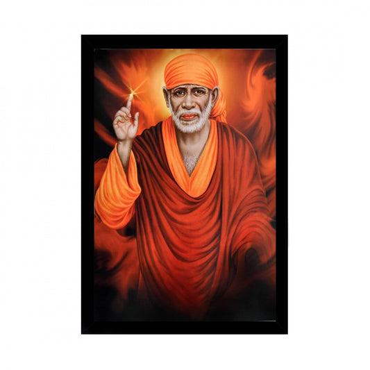 Generic Saibaba Painting with Synthetic Photo Frame (Multicolor)