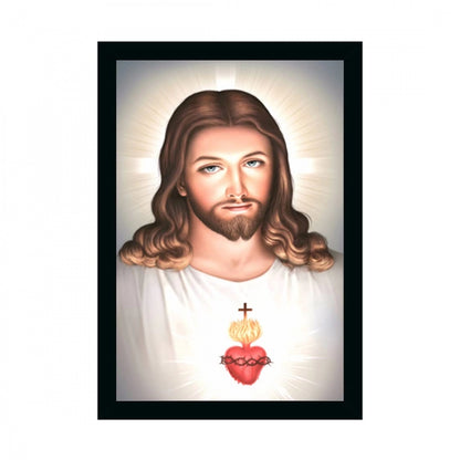 Generic Lord Jesus Christ Painting with Synthetic Photo Frame (Multicolor)