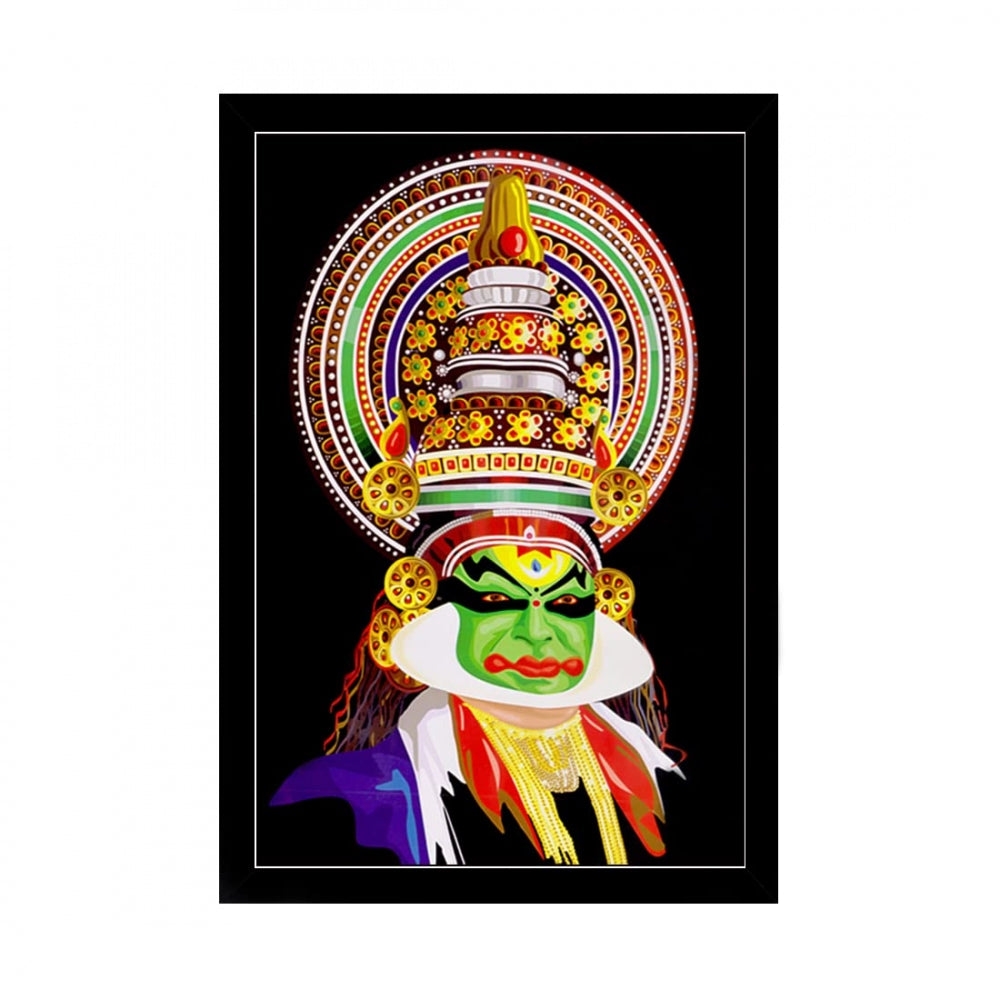 Generic Kerala Traditional Kathakali Painting with Synthetic Photo Frame (Multicolor)