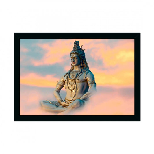 Generic Lord Shiva Painting with Synthetic Photo Frame (Multicolor)