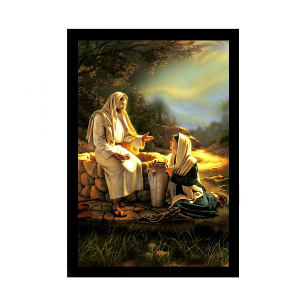 Generic Jesus Christ Painting with Synthetic Photo Frame (Multicolor)