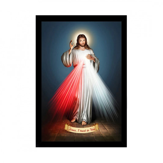 Generic Jesus Christ Painting with Synthetic Photo Frame (Multicolor)