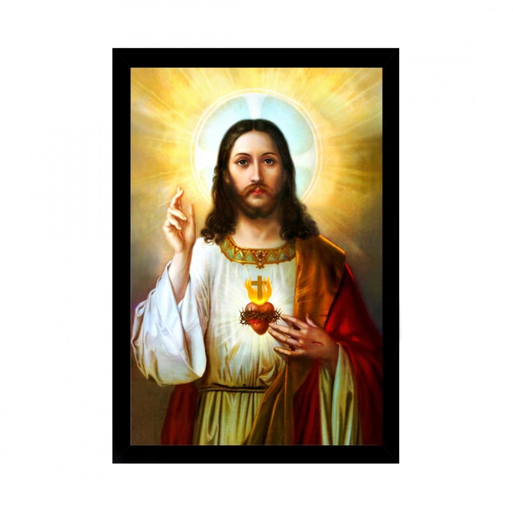 Generic Jesus Christ Painting with Synthetic Photo Frame (Multicolor)