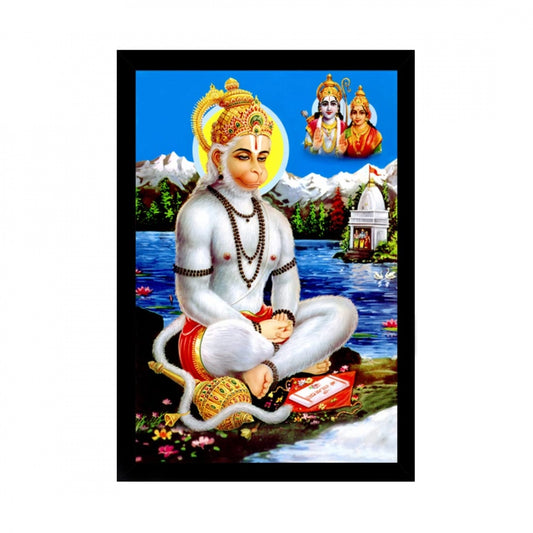 Generic Lord Hanuman Ji Painting with Synthetic Photo Frame (Multicolor)