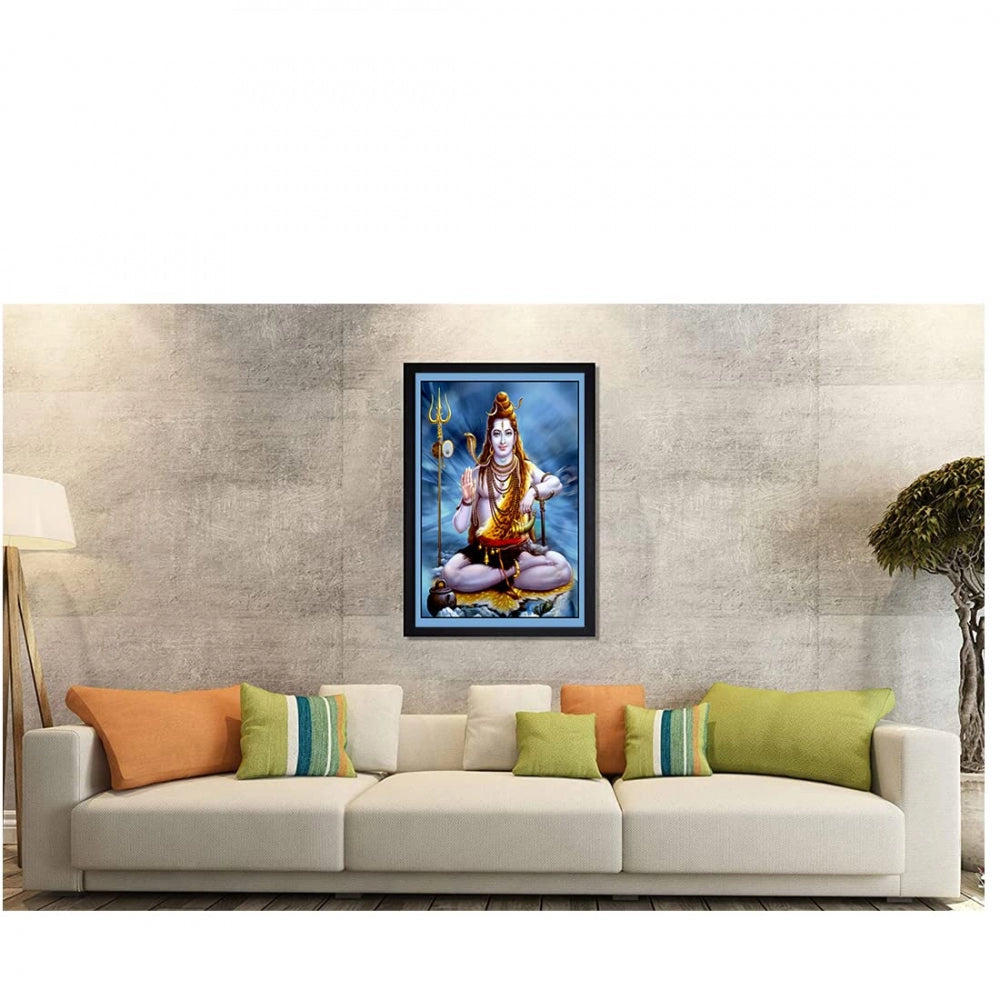 Generic Lord Shiva Painting with Synthetic Photo Frame (Multicolor)