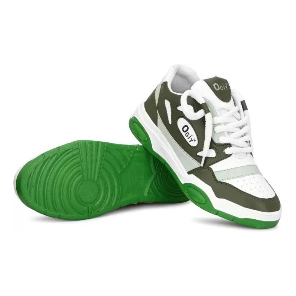 Generic Men's Solid Synthetic Casual Shoes (Green)