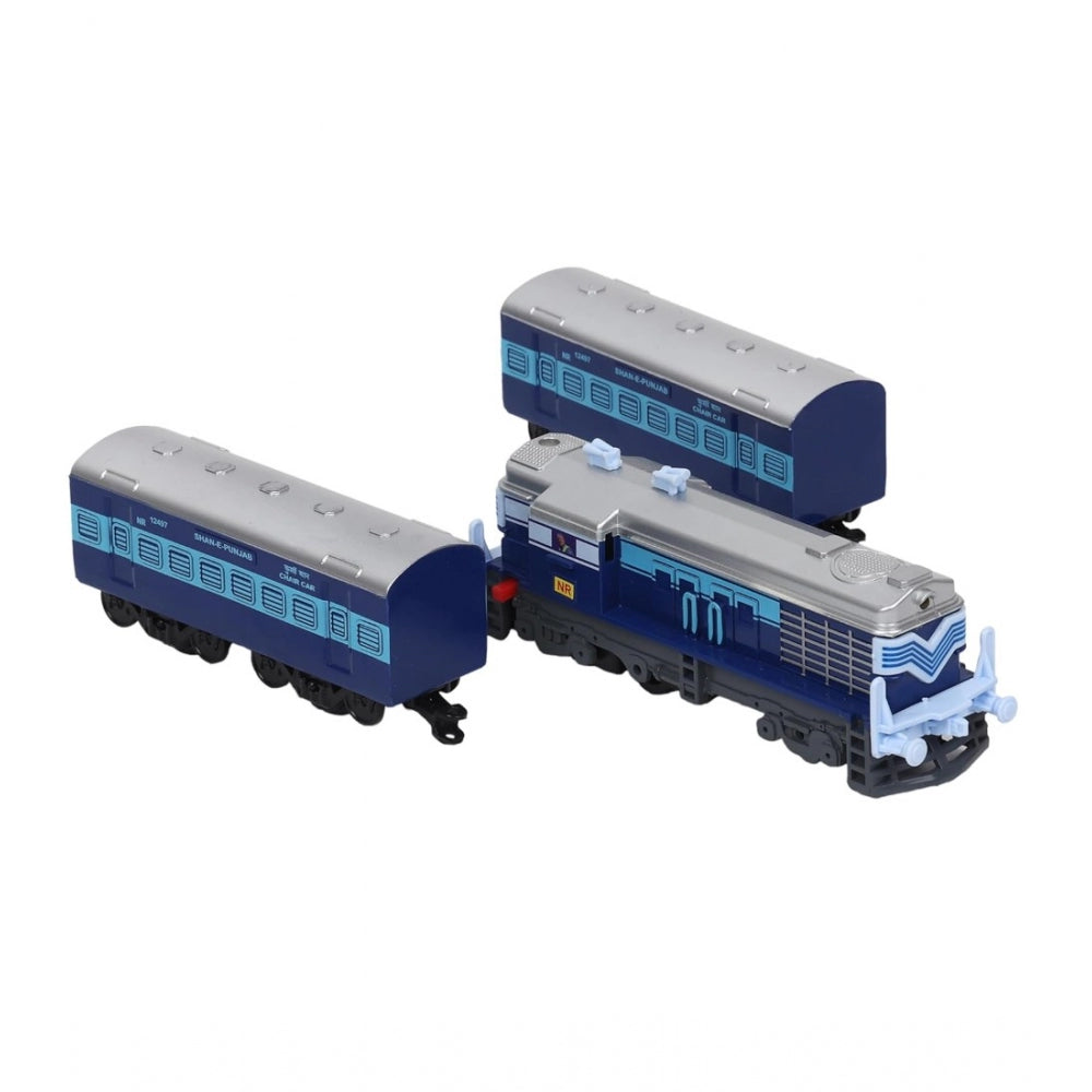 Roneclick Plastic Passenger Train Set With Tracks For Kids (Blue)