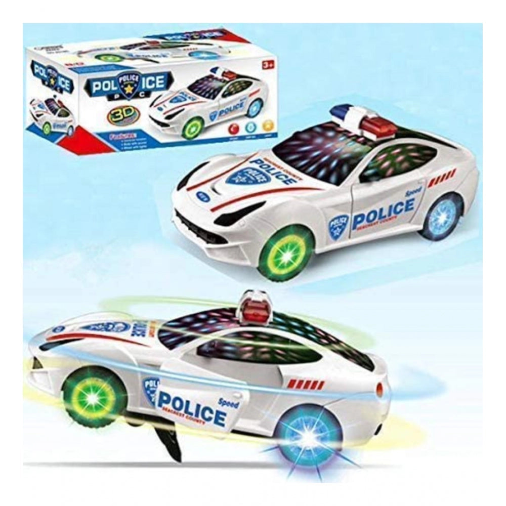 Roneclick Plastic  Fun Flashing Lights In The Wheels And Realistic Sounds With Sirens Police Car Toy For Kids (White)