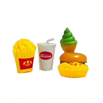 Roneclick Plastic Doll Set With Fast Food Accessories (Yellow)