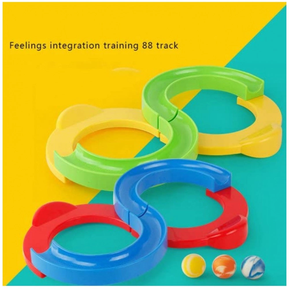 Roneclick Plastic 8 Shape Infinite Loop Interaction Balancing Track Toy Creative Track With 3 Bouncing Balls For Kids (Multicolor)