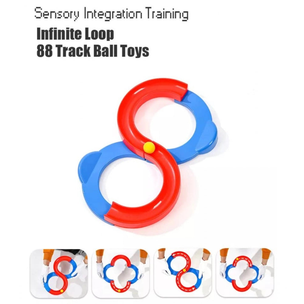 Roneclick Plastic 8 Shape Infinite Loop Interaction Balancing Track Toy Creative Track With 3 Bouncing Balls For Kids (Multicolor)