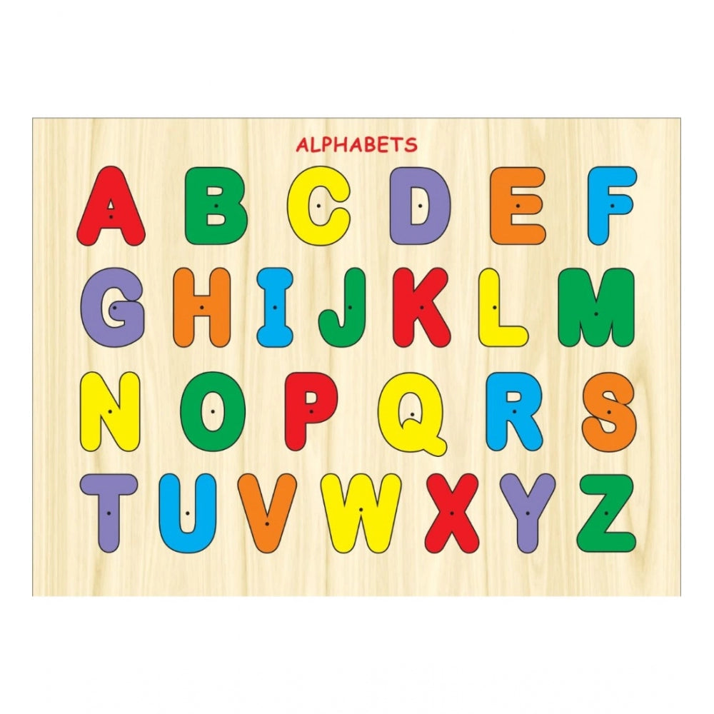 Roneclick Wooden Educational Learning English Alphabet Puzzle Board (Wood Color)