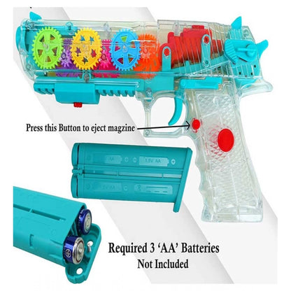 Roneclick Plastic Laser And Flashing 3D Light With Transparent Musical Gun For Kids (Multicolor)