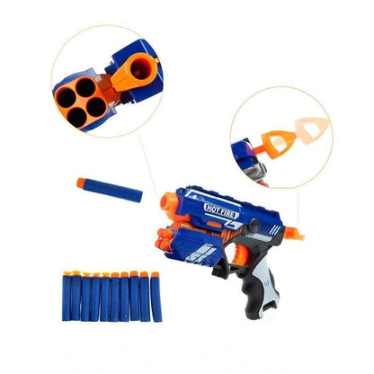 Roneclick Plastic Blaze Storm Soft Bullet Toy Gun For Boy With 10 Safe Soft Foam Bullet Shooting Gun (Blue)