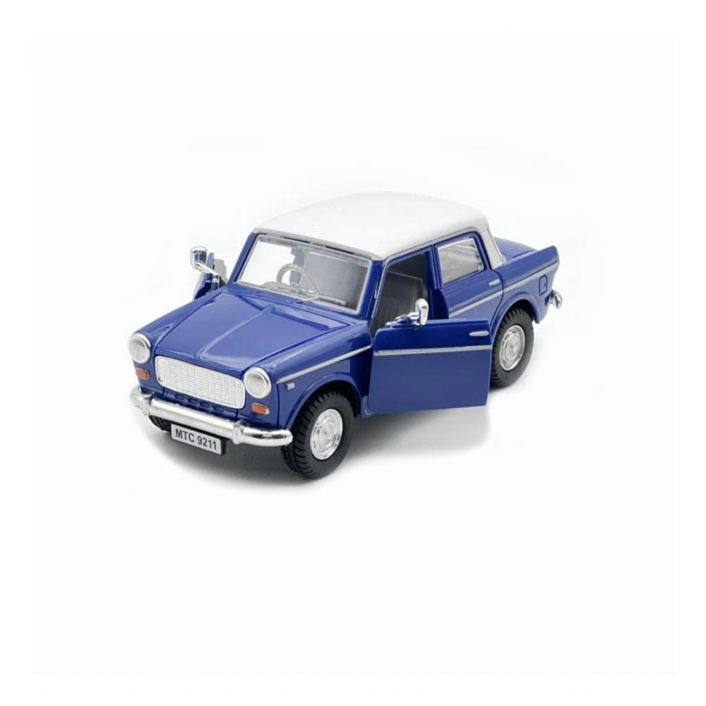 Roneclick Plastic Old Model Fiat Openable Doors Pull Back Action Collectible Car For Kids (Blue)