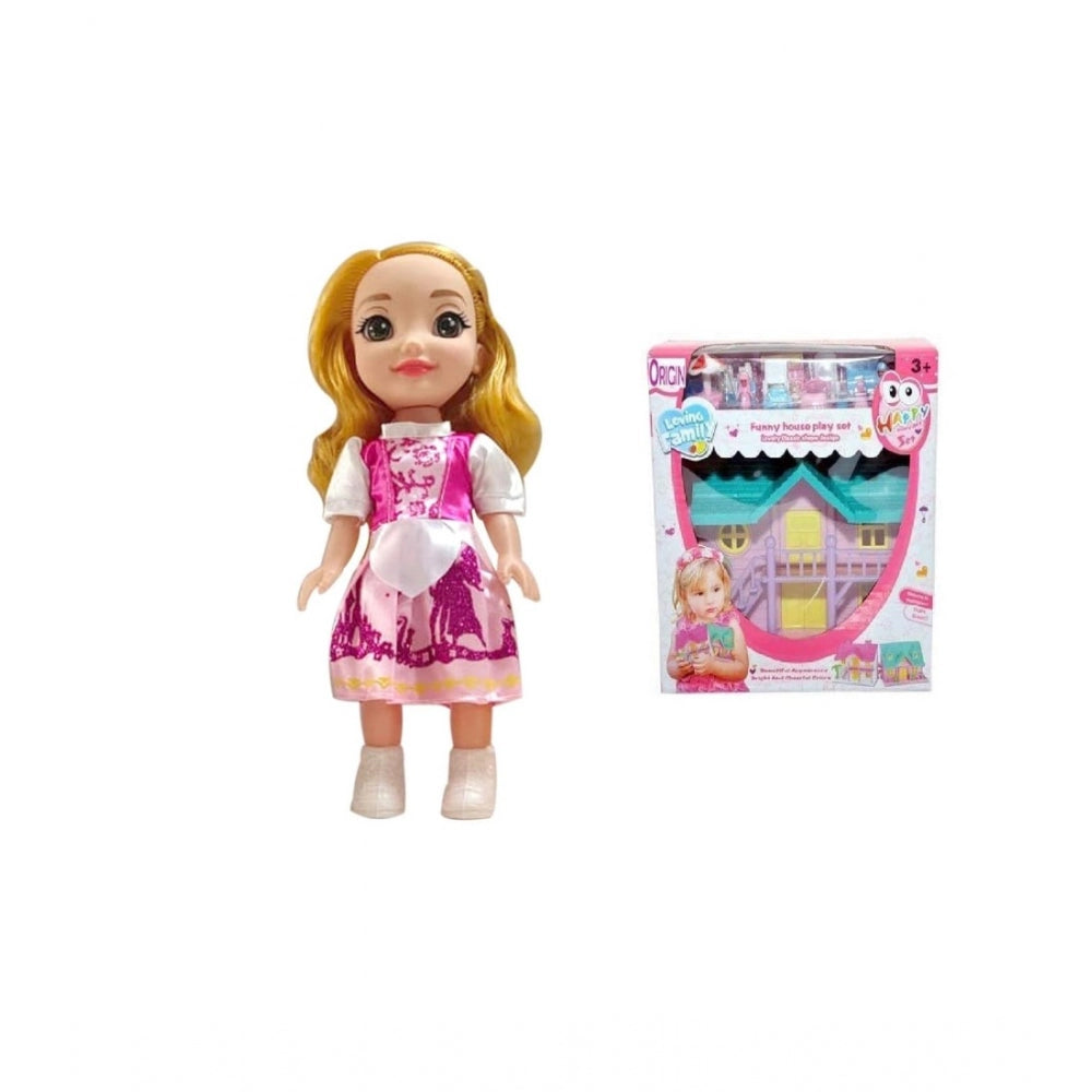 Roneclick Plastic Doll And Doll House Toys Set For Kids  (Multicolor)