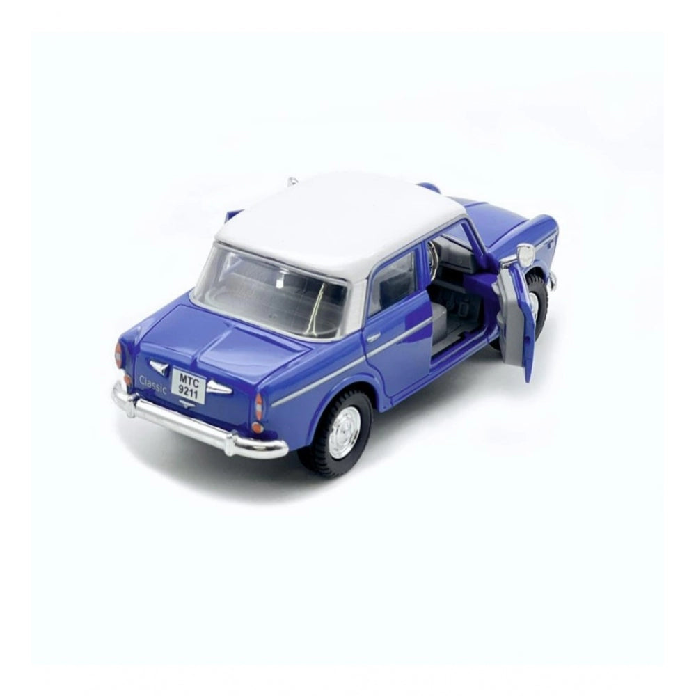 Roneclick Plastic Old Model Fiat Openable Doors Pull Back Action Collectible Car For Kids (Blue)