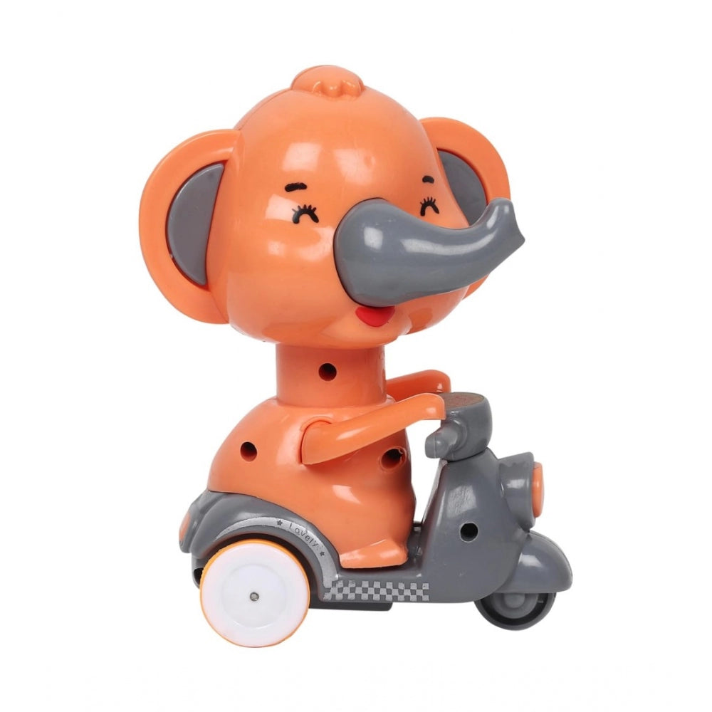 Roneclick Plastic Elephant Push And Go Friction Toy For Kids (Orange)