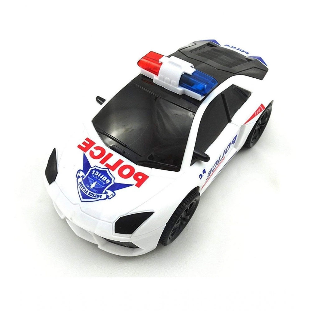 Roneclick Plastic  Fun Flashing Lights In The Wheels And Realistic Sounds With Sirens Police Car Toy For Kids (White)