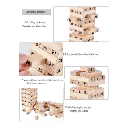 Roneclick Plastic 48 Pcs 3 Dice Challenging Wooden Blocks Board Games (Wood Color)