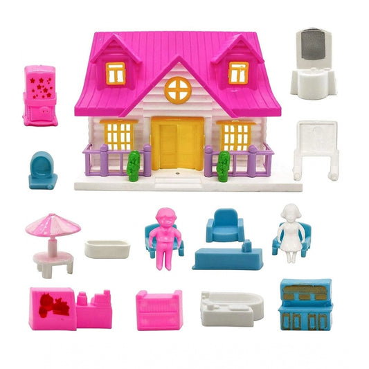 Roneclick Plastic Dollhouse For Girls With Furniture (Multicolor)