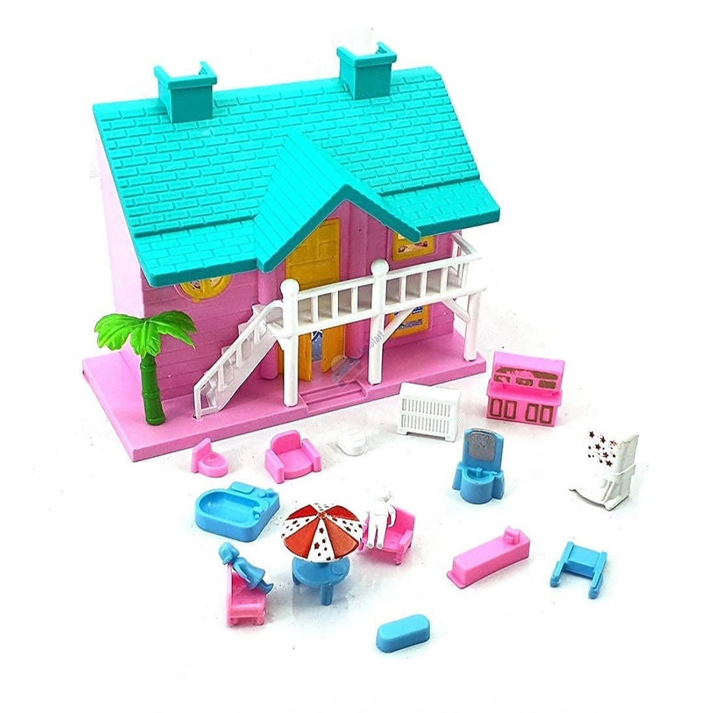 Roneclick Plastic Dollhouse For Girls With Furniture (Multicolor)