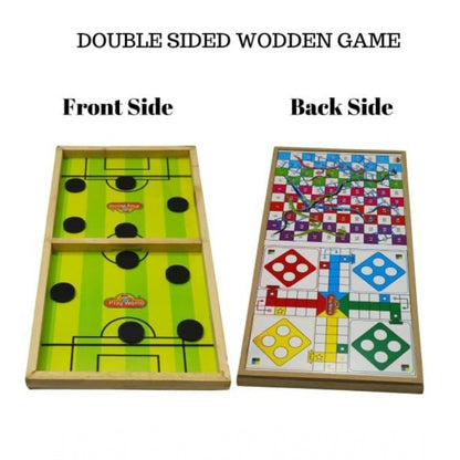 Roneclick Wood Carrom String Hockey Ludo Snake And Ladder 3 In 1 Board Game (Multicolor)