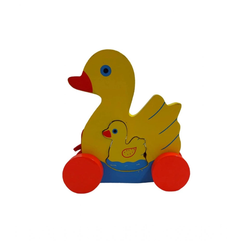 Roneclick Wooden Toddlers Duck Pull Toy For Babies (Multicolor)