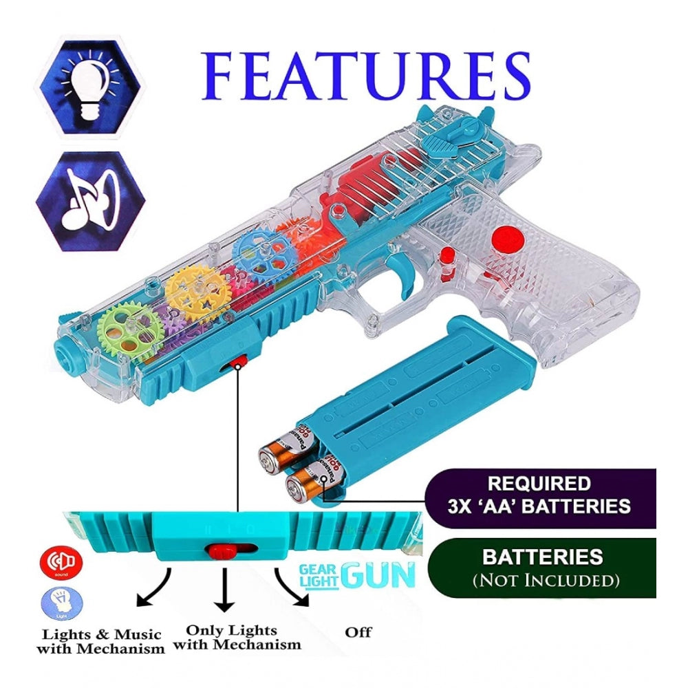 Roneclick Plastic Laser And Flashing 3D Light With Transparent Musical Gun For Kids (Multicolor)