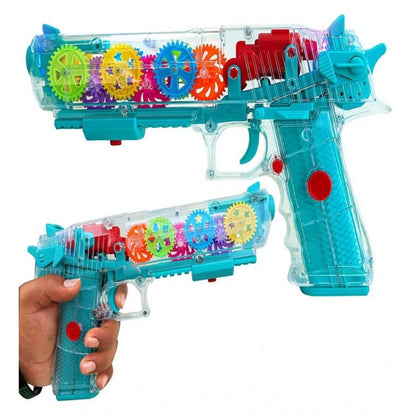 Roneclick Plastic Laser And Flashing 3D Light With Transparent Musical Gun For Kids (Multicolor)