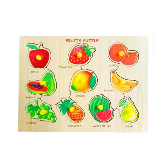 Roneclick Wooden Educational Learning Fruits Puzzle Board  (Wood Color)