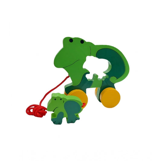 Roneclick Wooden Pull Along Toy For Babies  Toddlers Frog (Multicolor)