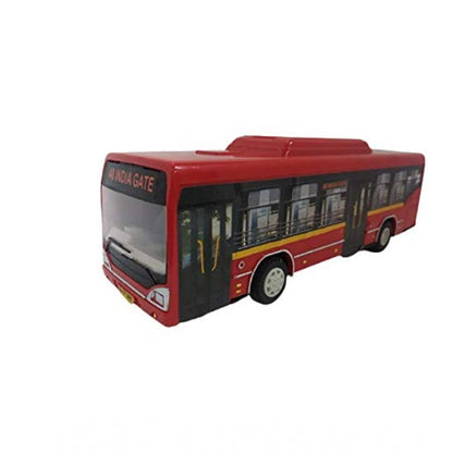 Roneclick Plastic 6 Wheels Pull Back Action Low Floor Bus (Red)