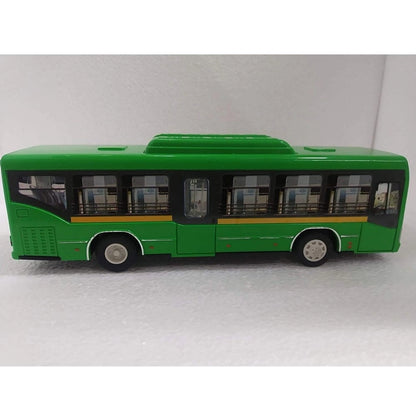 Roneclick Plastic 6 Wheels Pull Back Action Low Floor Bus (Green)