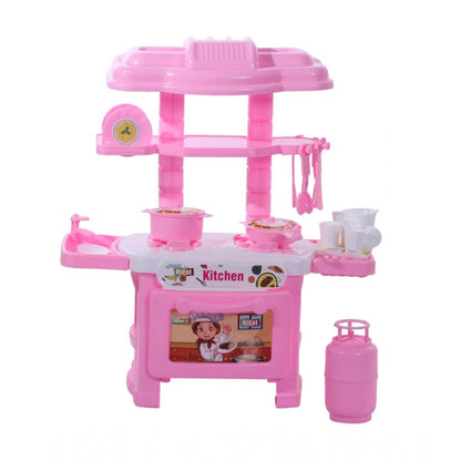 Roneclick Plastic Kitchen Set For Girl And Boys 32 Pieces Little Chef Cooking Pretend Play Set Toy (Pink)