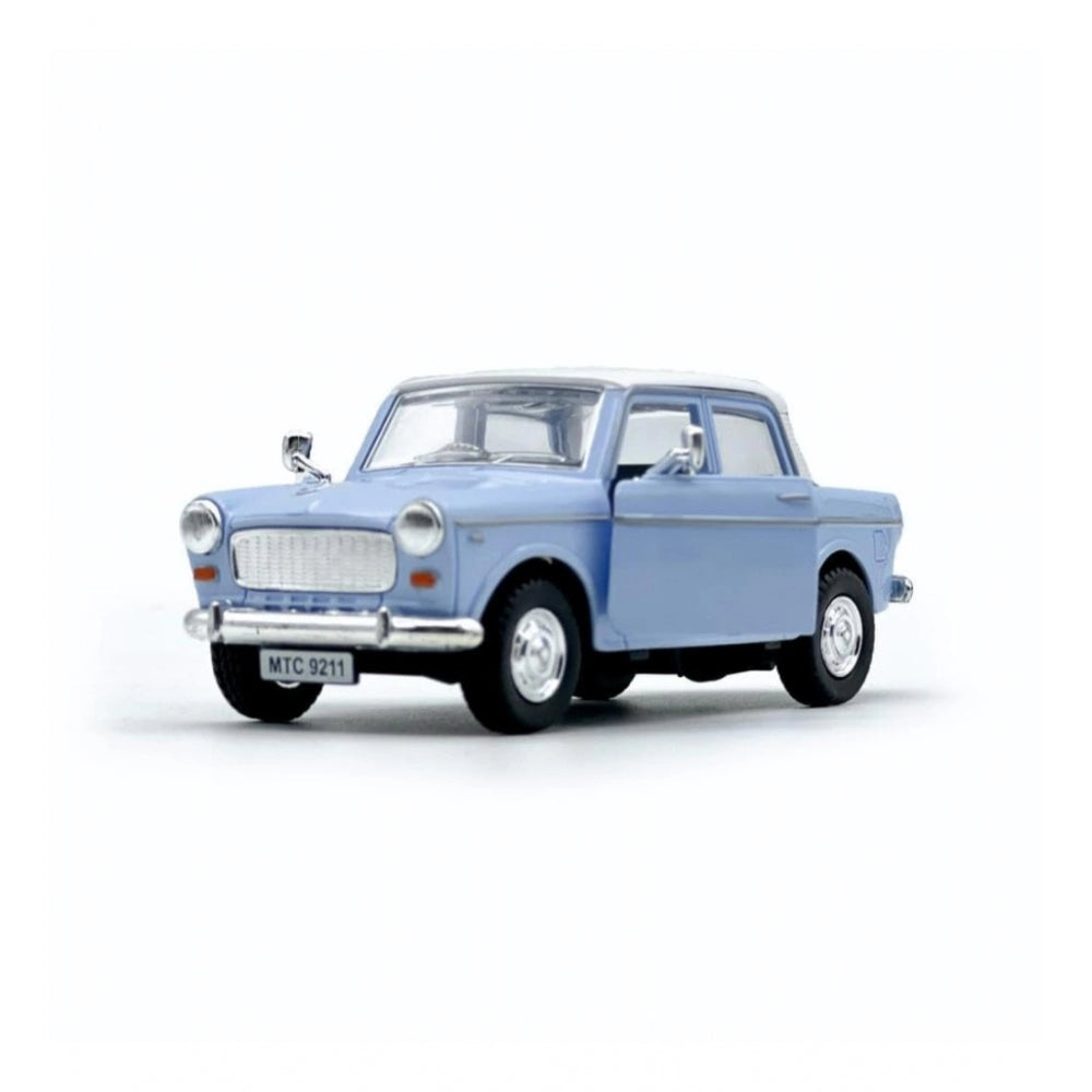 Roneclick Plastic Old Model Fiat Openable Doors Pull Back Action Collectible Car (Sky blue)