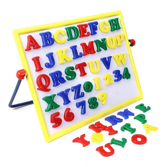 Roneclick Plastic 2 In 1 Magnetic Alphabets  Numbers Comem Writing Board For Kids (Multicolor)