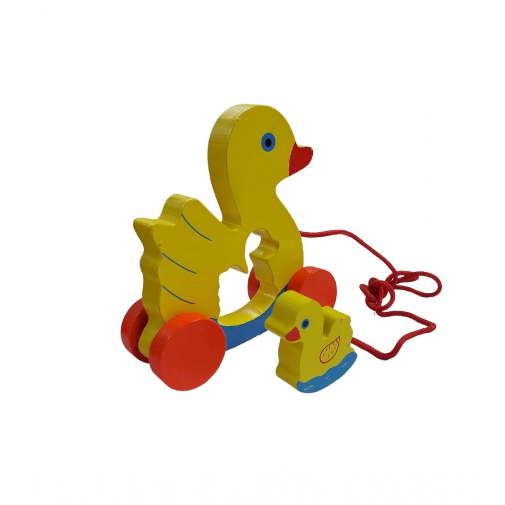 Roneclick Wooden Toddlers Duck Pull Toy For Babies (Multicolor)