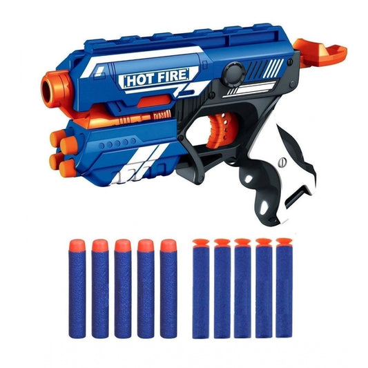 Roneclick Plastic Blaze Storm Soft Bullet Toy Gun For Boy With 10 Safe Soft Foam Bullet Shooting Gun (Blue)