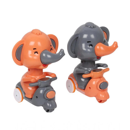 Roneclick Plastic Elephant Push And Go Friction Toy For Kids (Orange)