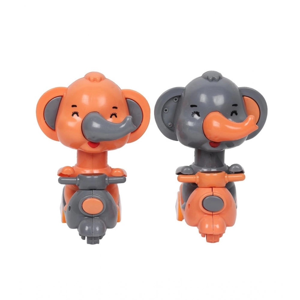 Roneclick Plastic Elephant Push And Go Friction Toy For Kids (Orange)