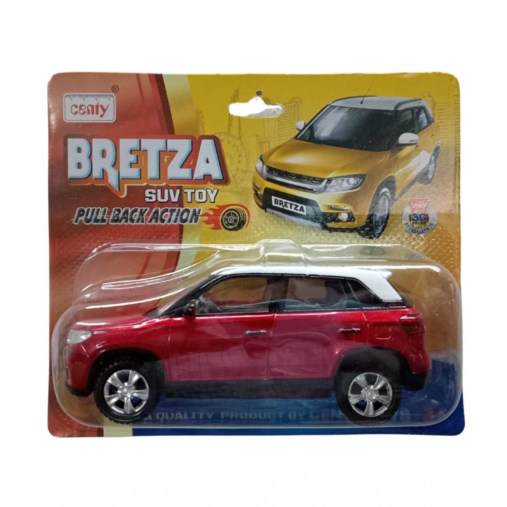 Roneclick Plastic Brezza Red  White Suv Car For Kids (Red)