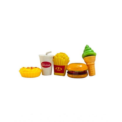 Roneclick Plastic Doll Set With Fast Food Accessories (Yellow)