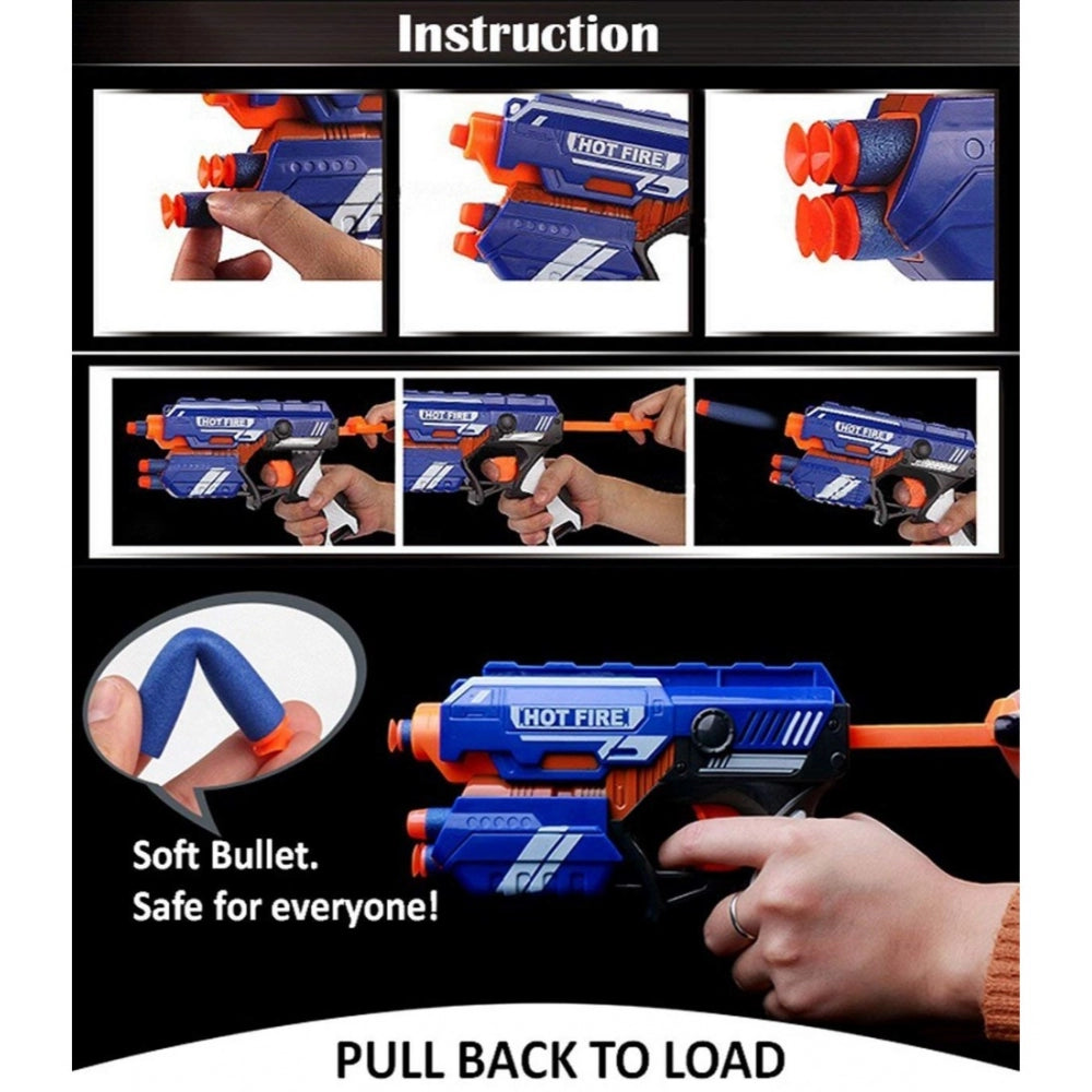 Roneclick Plastic Blaze Storm Soft Bullet Toy Gun For Boy With 10 Safe Soft Foam Bullet Shooting Gun (Blue)