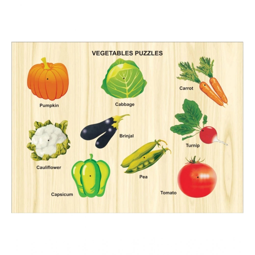 Roneclick Wooden Educational Learning Toy Puzzle Board Vegetables (Wood Color)